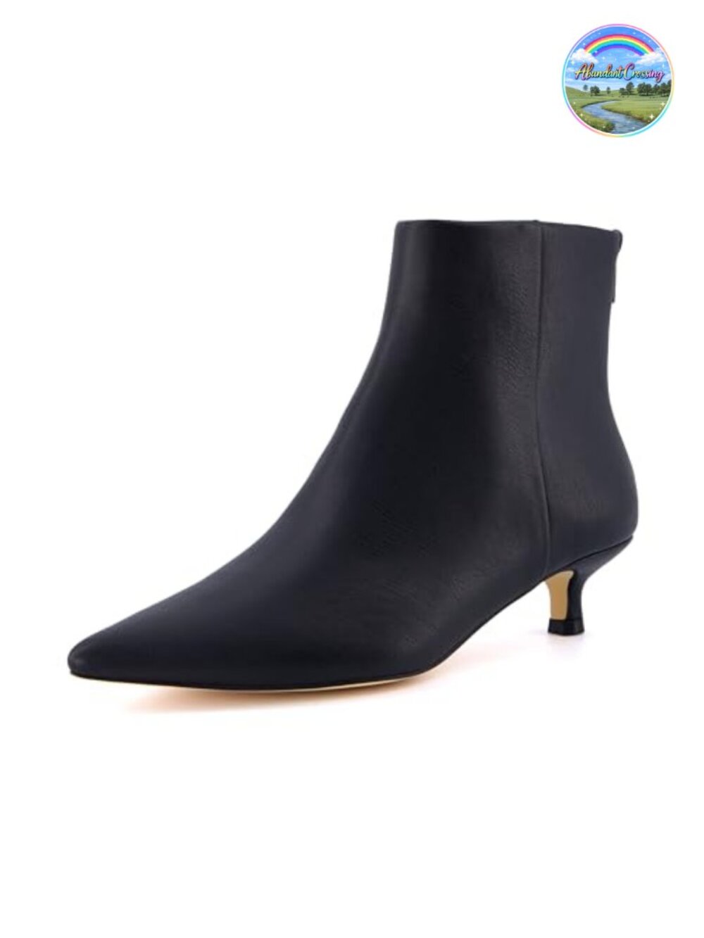 Kitten Heel Ankle Booties Vegan Leather Memory Foam Pointed Toe Work